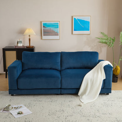 Modern Square Arm Sofa With Soft Fabric Upholstery, Deep Cushions Noble House
