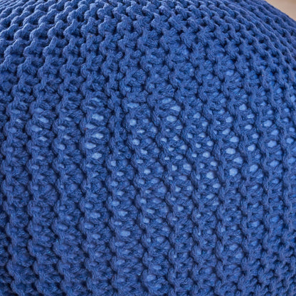 Bordeaux - Knitted Cotton Round Pouf, Versatile Ottoman And Floor Cushion Home Essentials