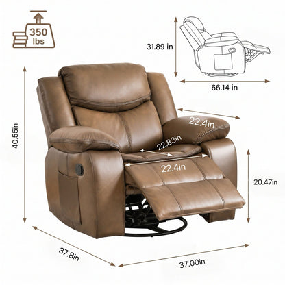 Rocker Recliner Chair With Manual Recline And 360° Swivel Base Home Essentials
