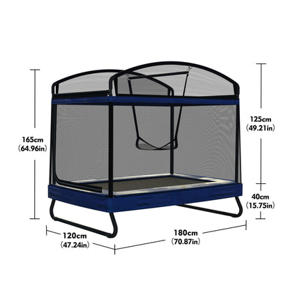 Outdoor Square Trampoline For Kids And Adults With Protective Net And Swing 4 X 6Ft - Black / Blue Daily Nest