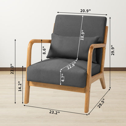 Leisure Chair With Solid Wood Armrest And Feet, Mid-Century Modern Accent Sofa, 1 Seat Home Essentials