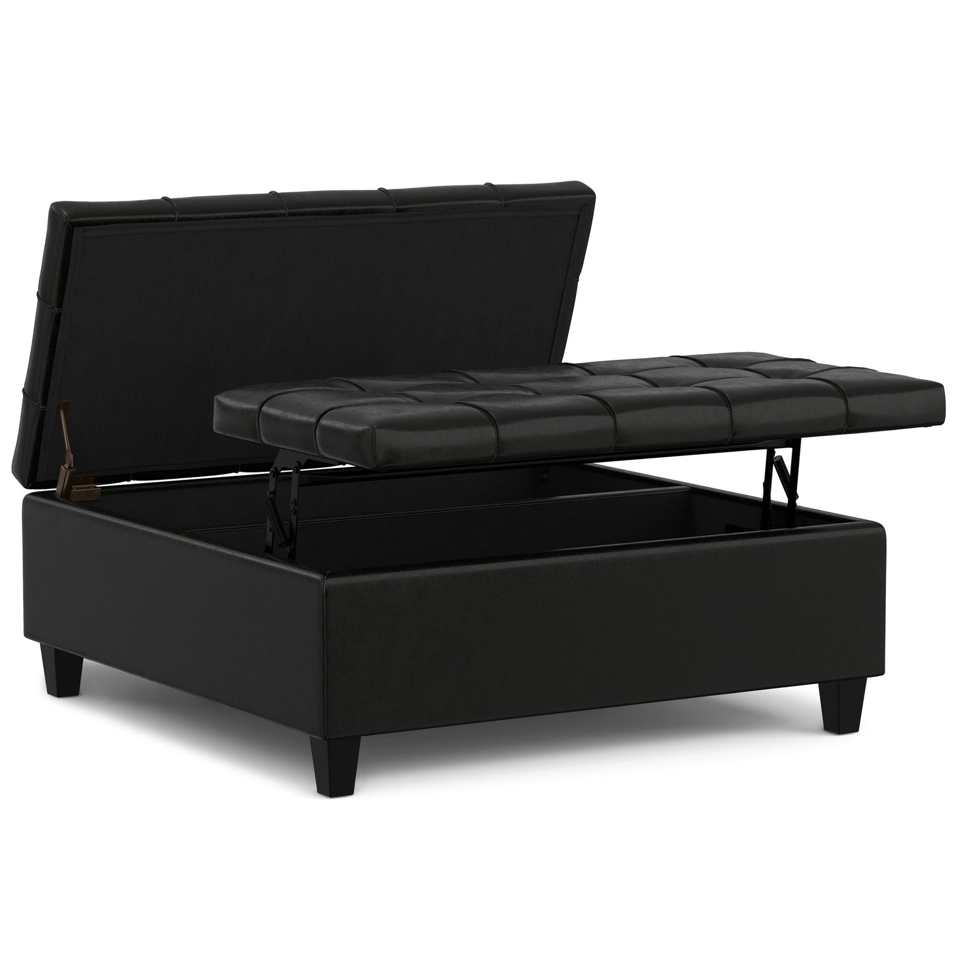 Harrison - Large Square Coffee Table Storage Ottoman - Black Simpli-Home