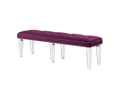 Varian - Velvet Mirrored Bench - Burgundy