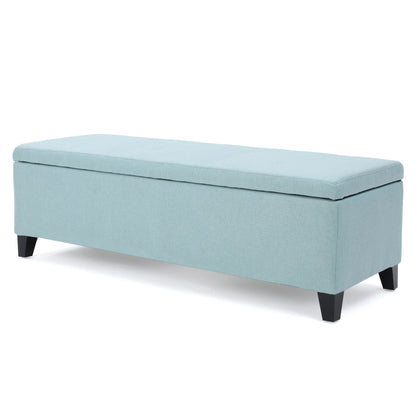 Contemporary Storage Ottoman Bench With Polyester Upholstery Noble House