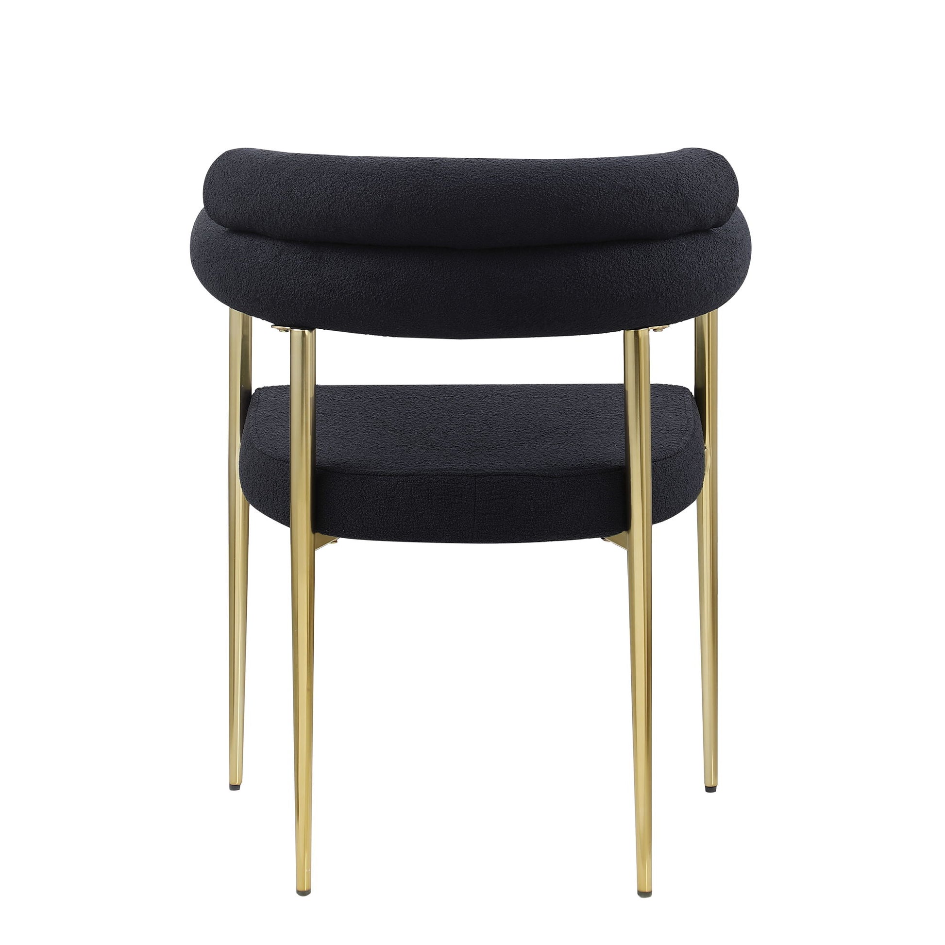 Dining Chairs (Set of 2), Mid-Century Modern Dining Chairs, Kitchen Dining Room Chairs, Round Boucle Backrest Sherpa Dining Chair With Brushed Bronze Metal Legs Home Essentials
