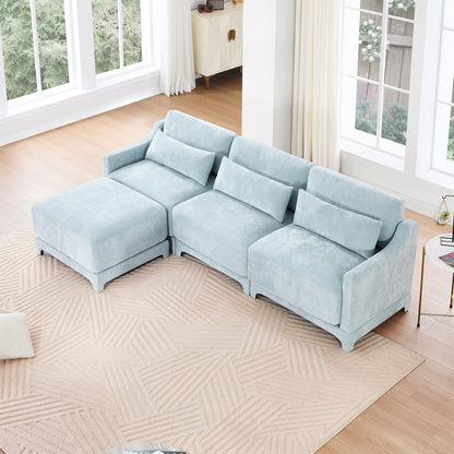 Stylish Sofa With Ottoman And Lumbar Pillows, Ergonomic Design Home Essentials