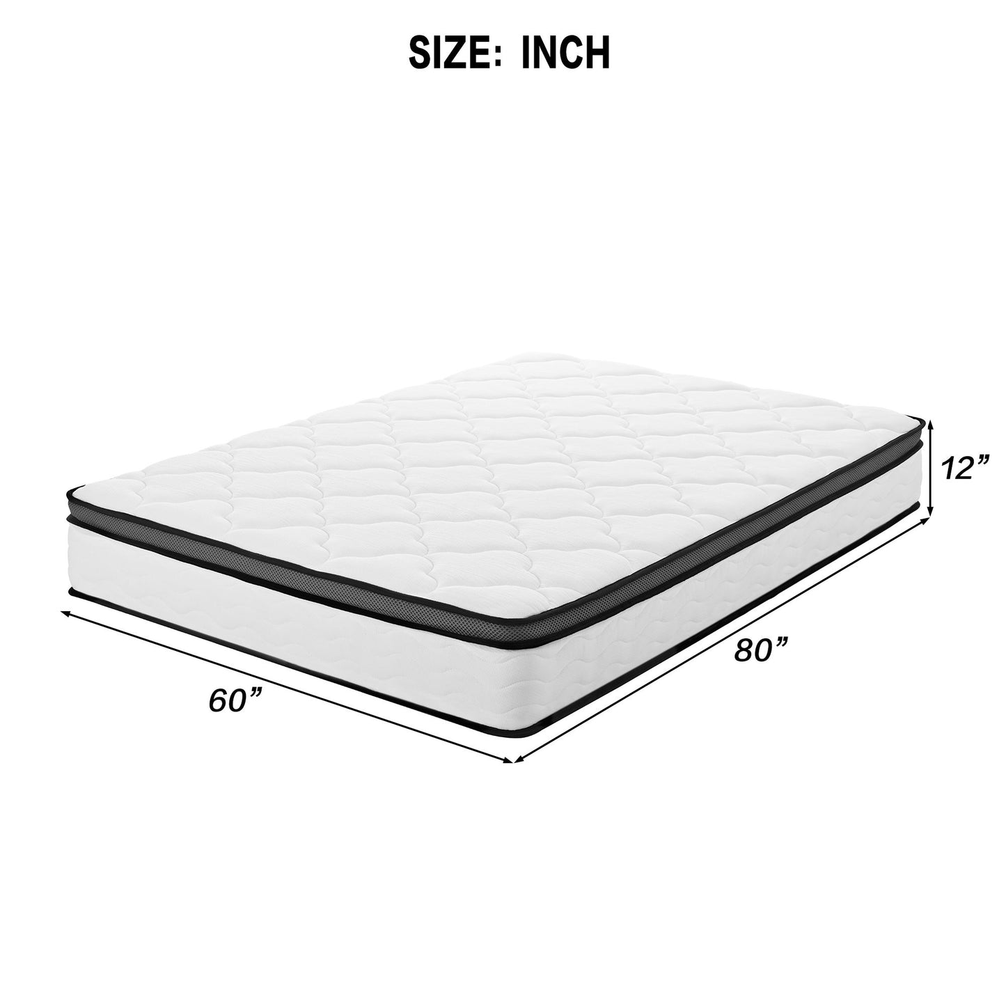 12" Hybrid Mattress With Pocket Coils And Memory Foam, Medium Firm Daily Nest