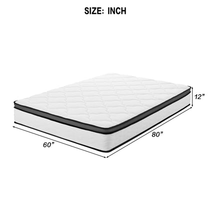 12" Hybrid Mattress With Pocket Coils And Memory Foam, Medium Firm Daily Nest