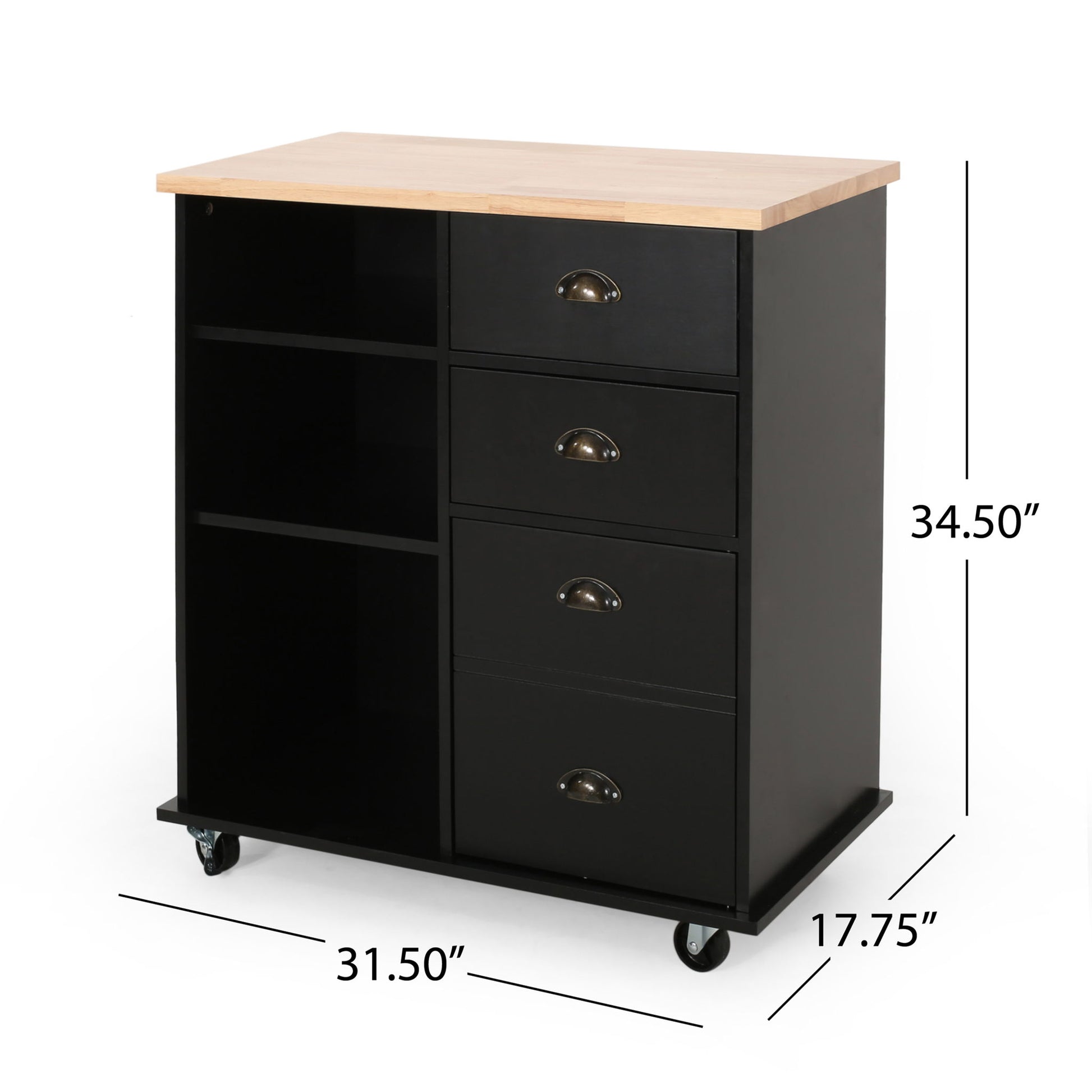 Yohaan - Contemporary Kitchen Cart With Wheels Noble House