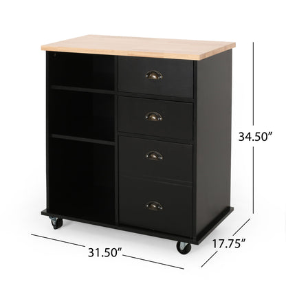 Yohaan - Contemporary Kitchen Cart With Wheels Noble House