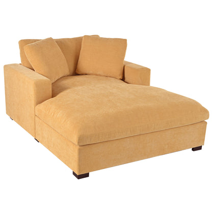 Oversized Chaise, Lounge Chair Classic Design, Soft Fabric, Durable Frame With Solid Wood Legs Noble House