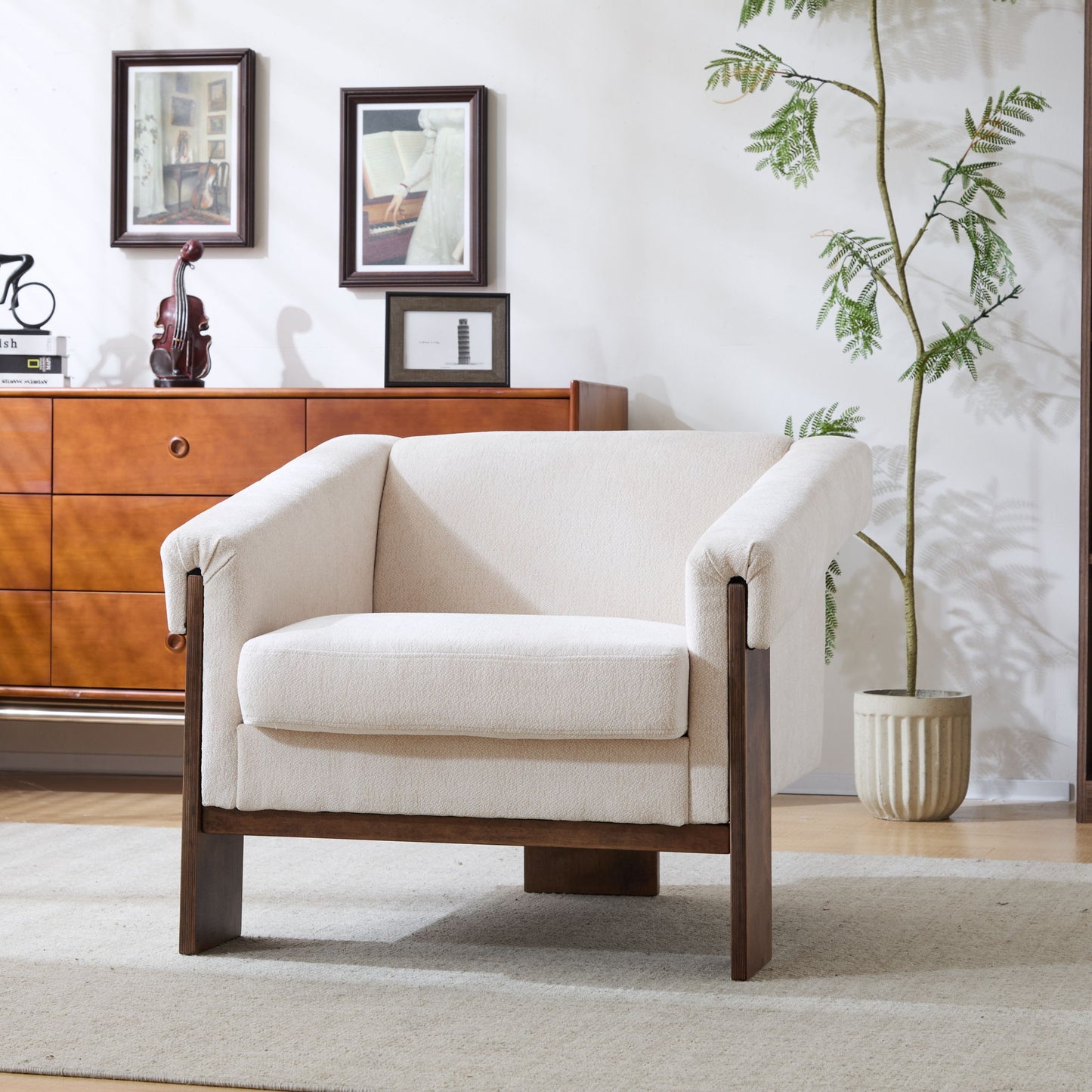 Sierra - Vintage Modern Accent Chair With Deep Cushions And Wide Armrests Noble House