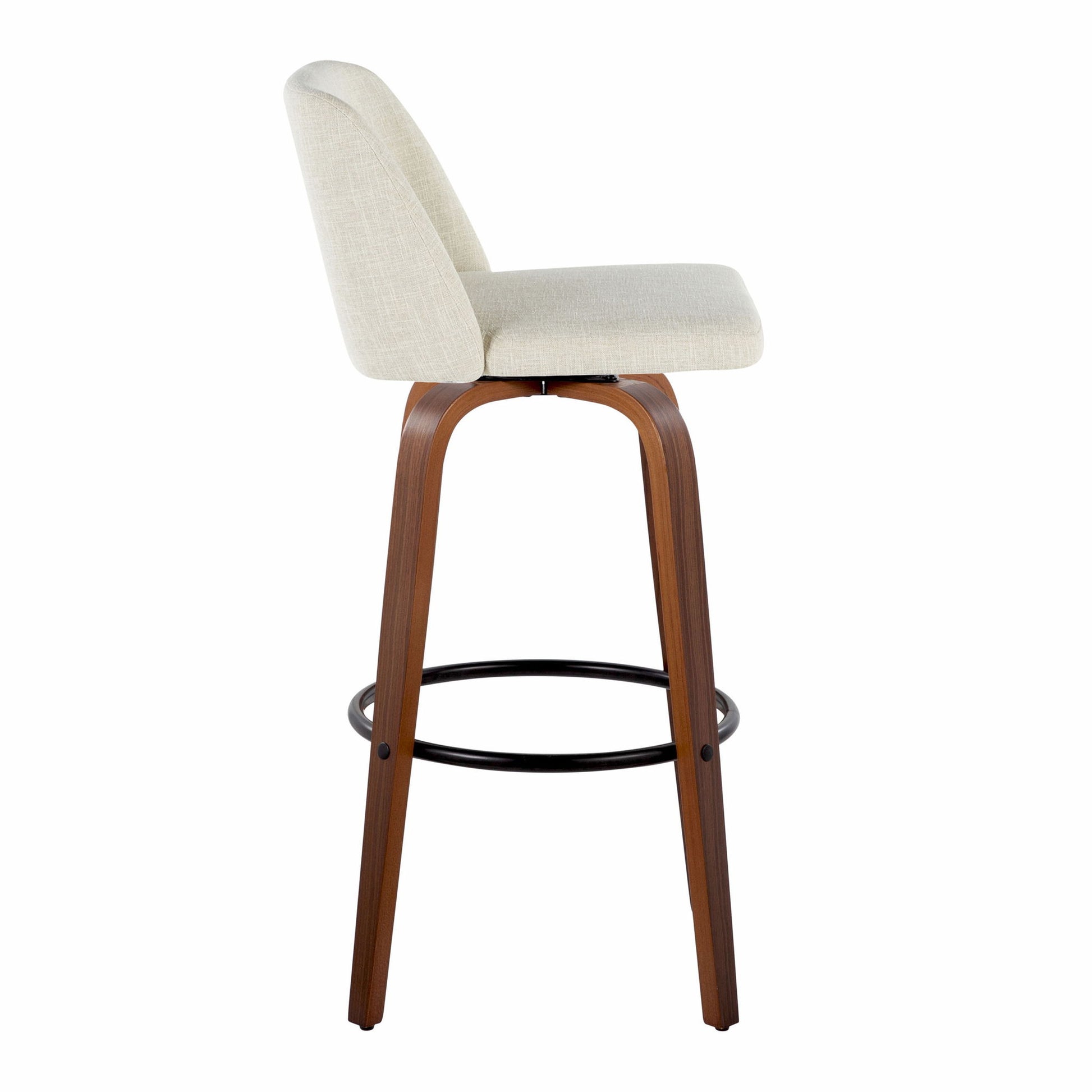 Toriano - Contemporary Fixed Height Barstool Swivel And Round Footrest (Set of 2) Lumi Source
