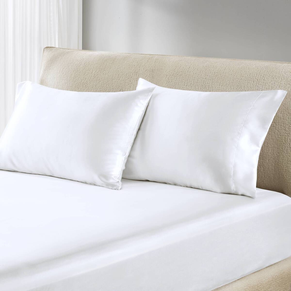 Satin - Pillowcases (Set of 2) Queen - White Madison Park Essentials