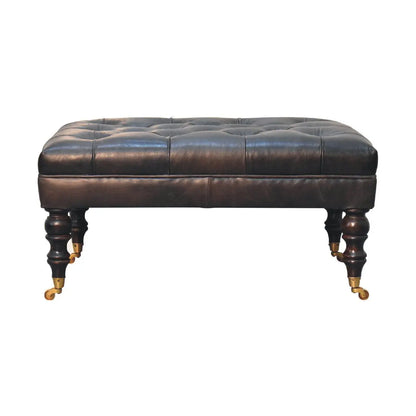 Buffalo - Leather Ottoman With Castor Legs Artisan Furniture