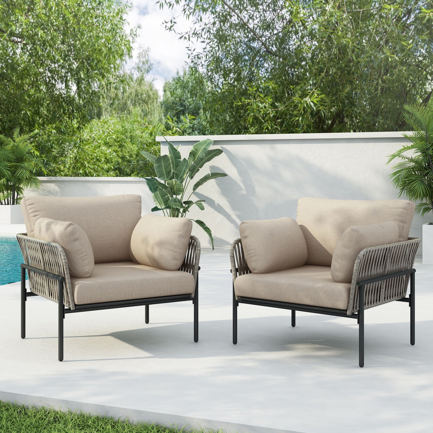 Rope Lounge Chair With Cushions For Modern Spaces Noble House