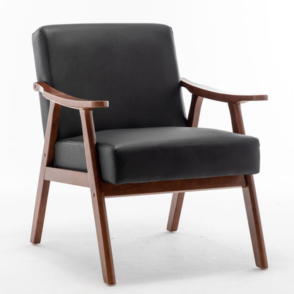 Mid Century Modern Accent Chair With Solid Wood Frame And Extra Thick Backrest Home Essentials