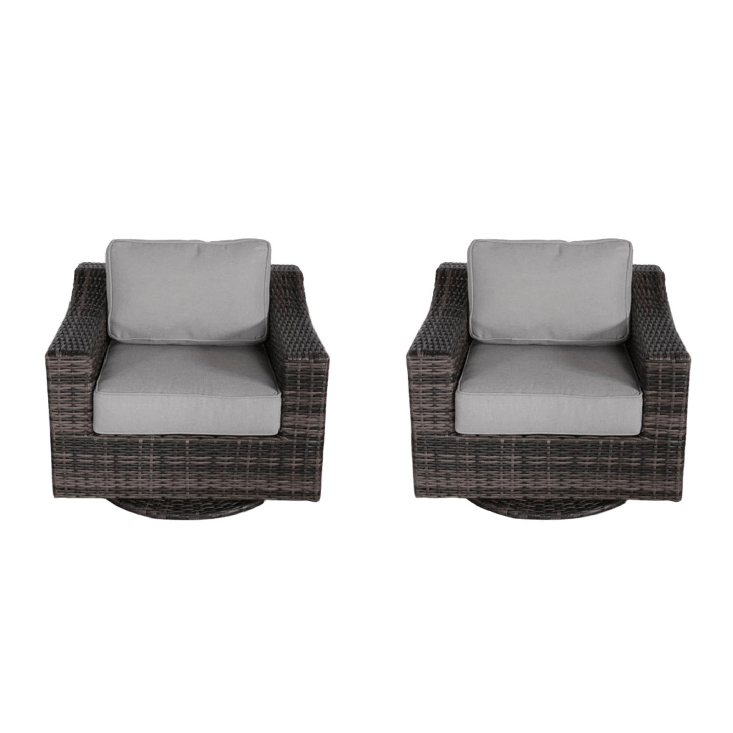 Contemporary Outdoor Swivel Patio Chair With Cushions (Set of 2) - Brown LSI Patio Furniture