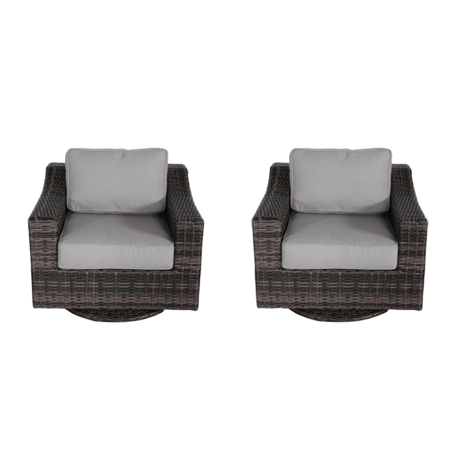 Contemporary Outdoor Swivel Patio Chair With Cushions (Set of 2) - Brown LSI Patio Furniture