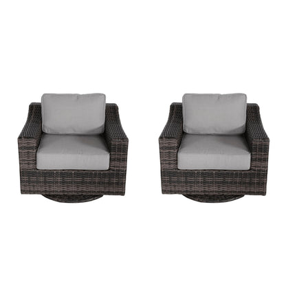 Contemporary Outdoor Swivel Patio Chair With Cushions (Set of 2) - Brown LSI Patio Furniture