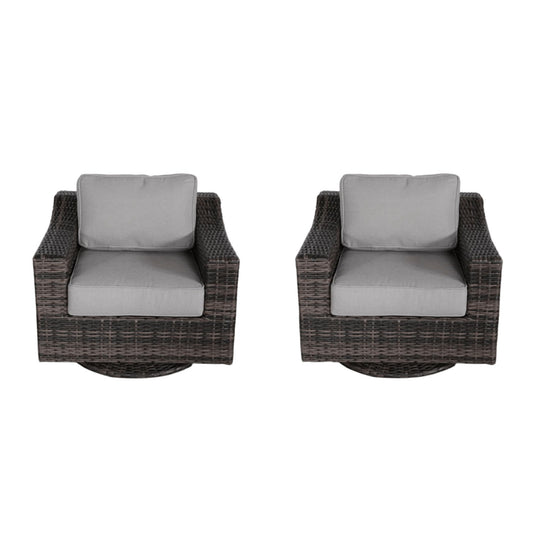 Contemporary Outdoor Swivel Patio Chair With Cushions (Set of 2) - Brown LSI Patio Furniture