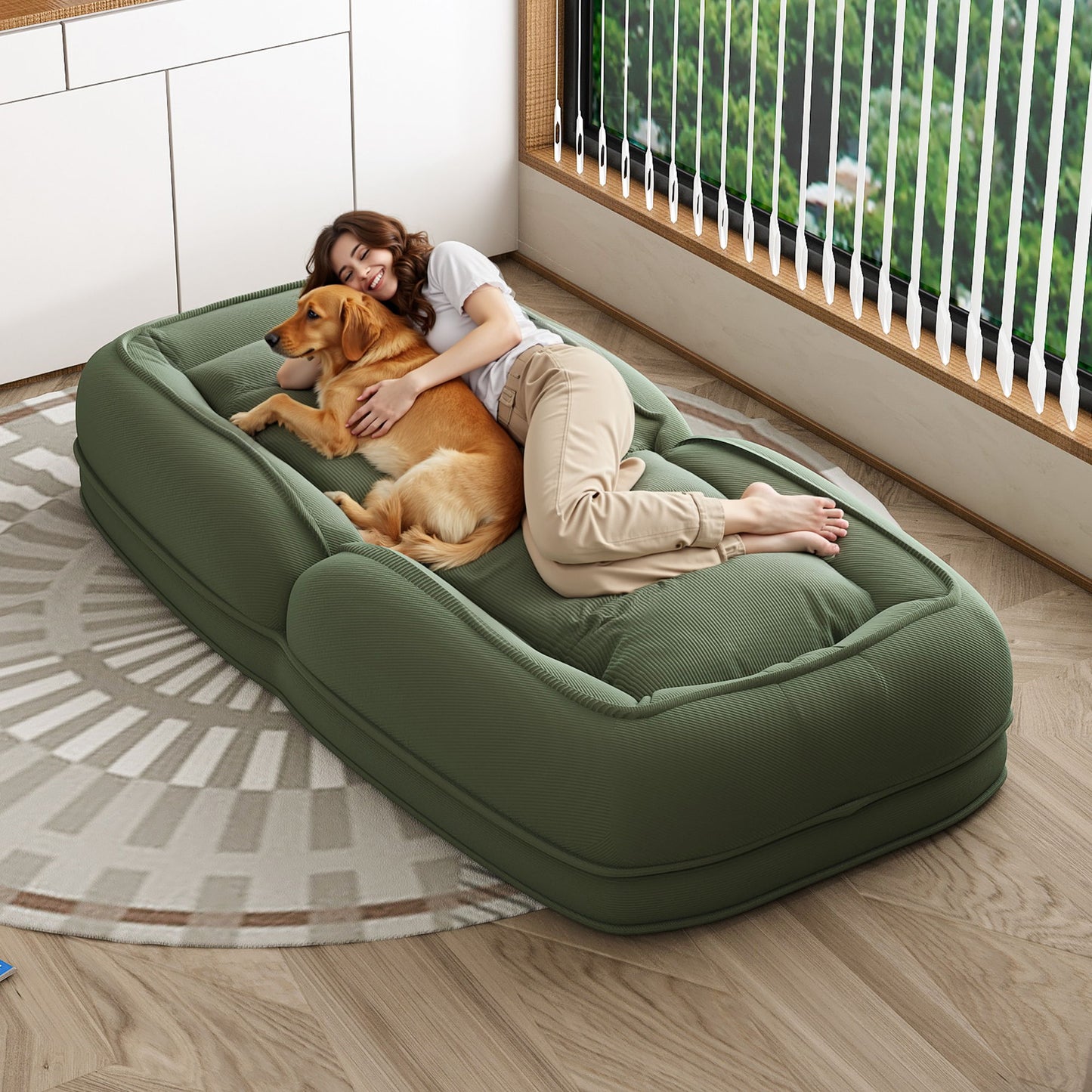 Upholstered Foldable Lazy Sofa Bed For Adults And Pets Home Essentials