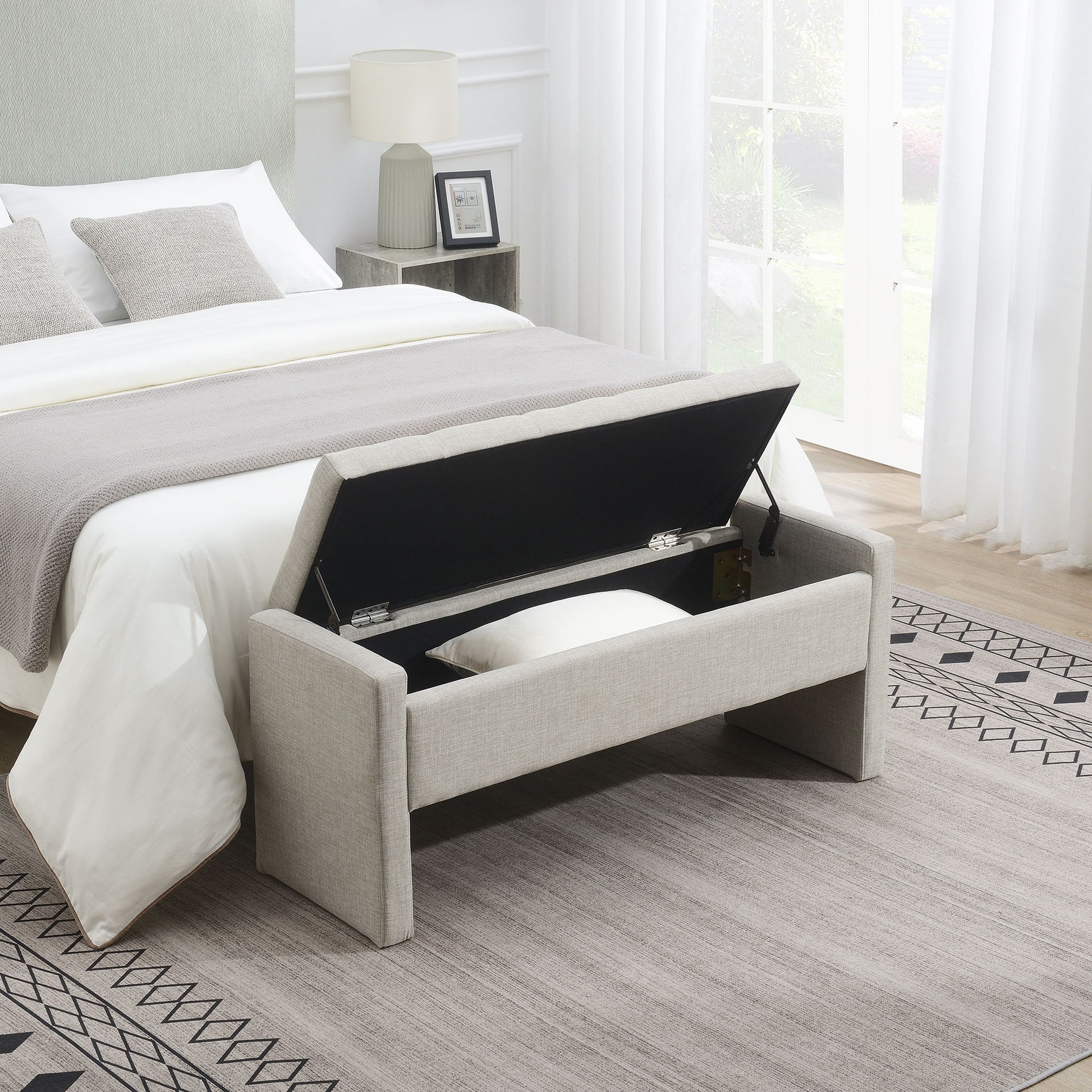 Modern Upholstered Large Bed End Bench With Storage - Snoozhouse