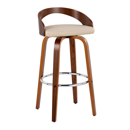 Grotto - Contemporary Fixed Height Barstool With Swivel With Round Footrest (Set of 2) Lumi Source