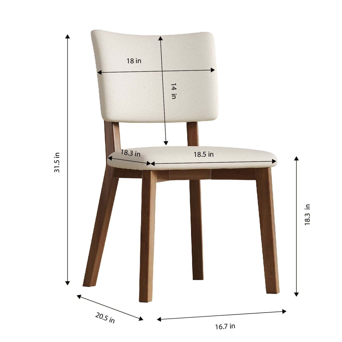Dining Chair (Set of 2) - White / Deep Walnut Home Essentials