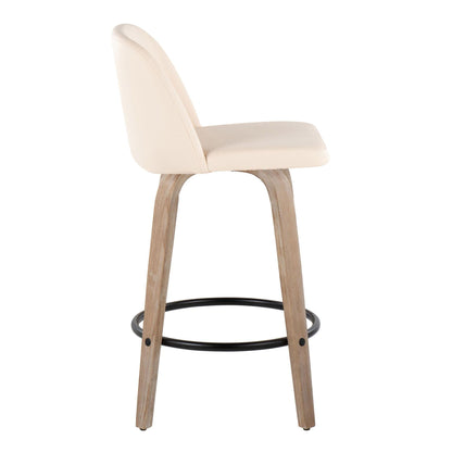 Toriano - Contemporary Fixed-Height Counter Stool & Swivel With Round Footrest (Set of 2) Lumi Source