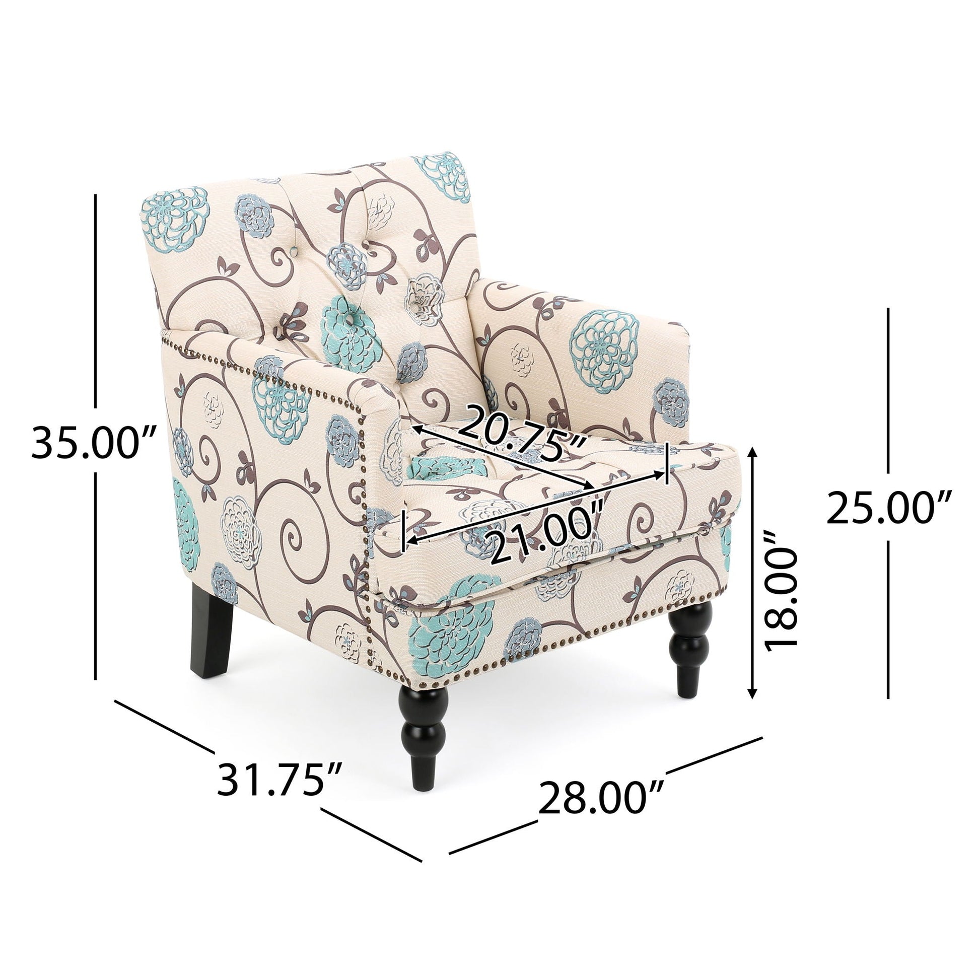 Vitality - Club Chair With Button Tufted Diamond Stitching And Turned Legs Noble House
