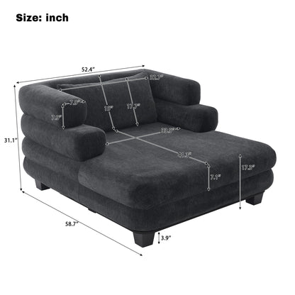 Oversized Chaise Lounge Sofa Bed With Deep Seat And Layered Armrests Noble House