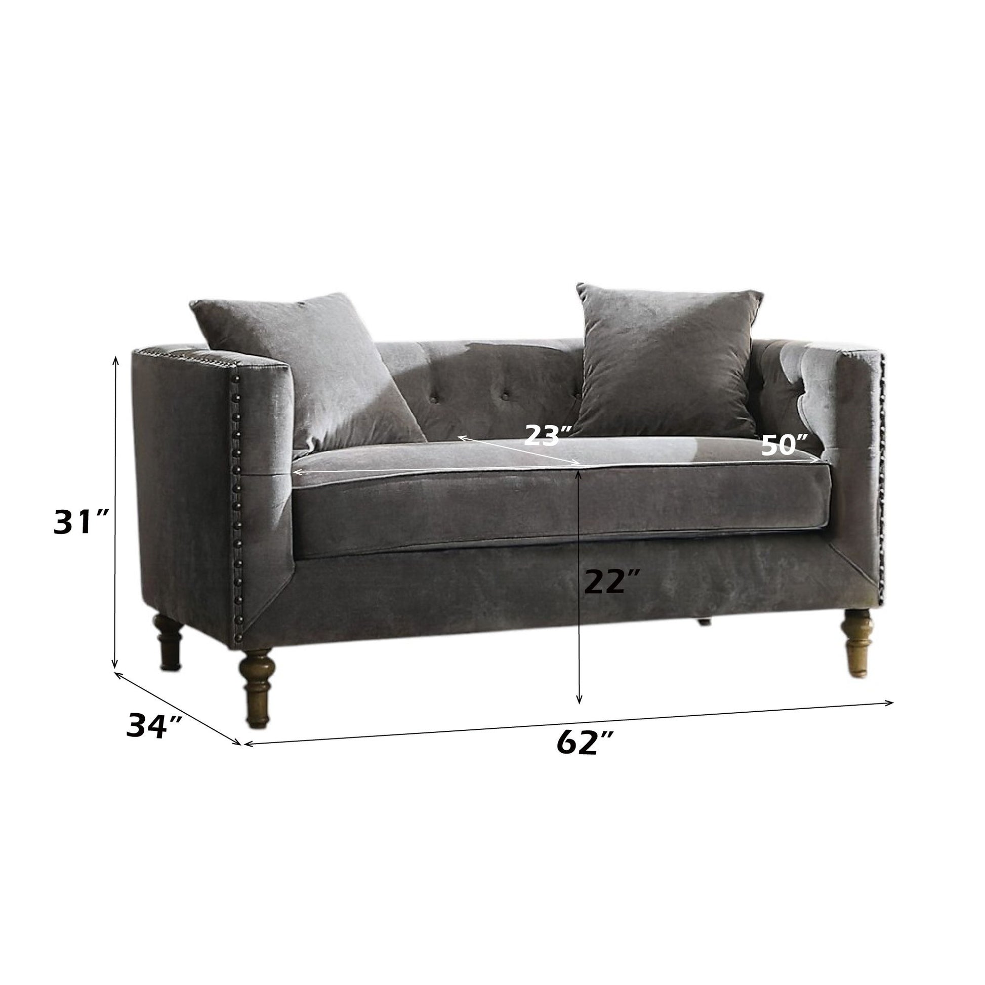 Sidonia - Loveseat With 2 Pillows - Gray Acme