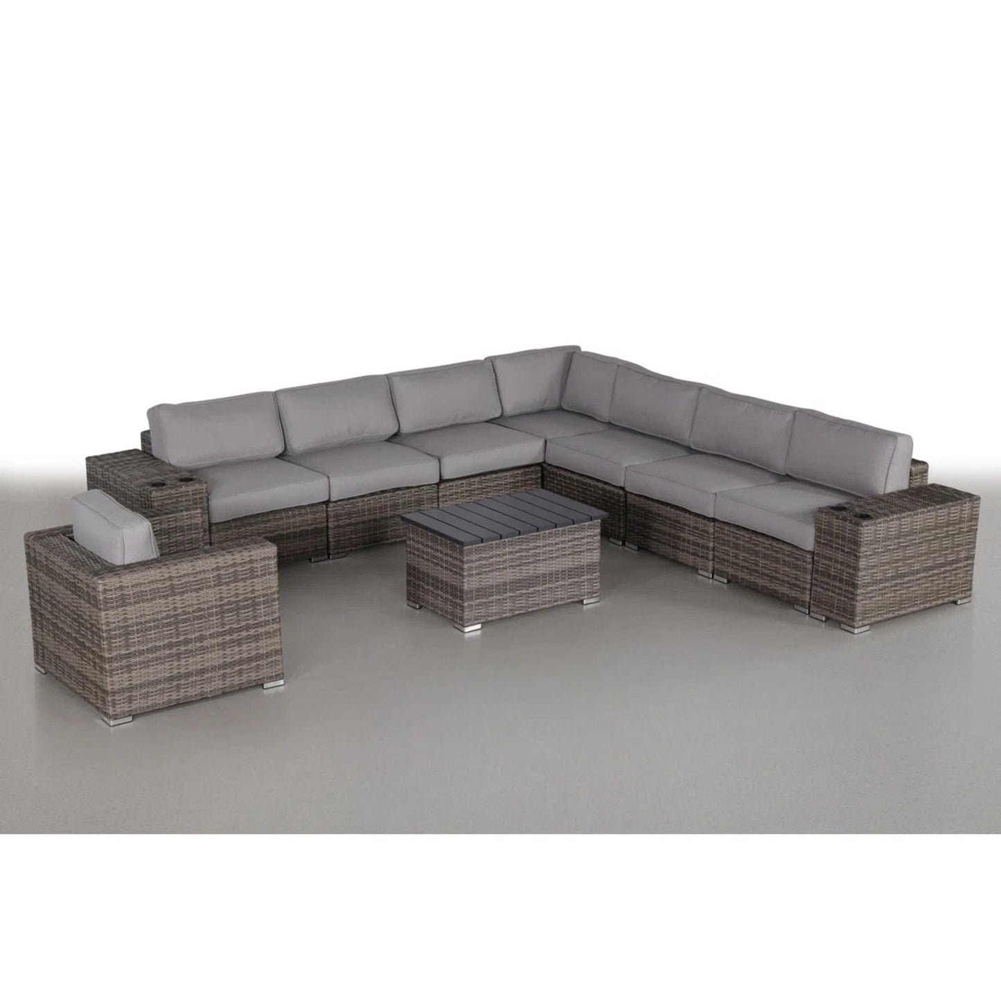 Modern Patio Rattan Sectional Set With Cushions LSI Patio Furniture