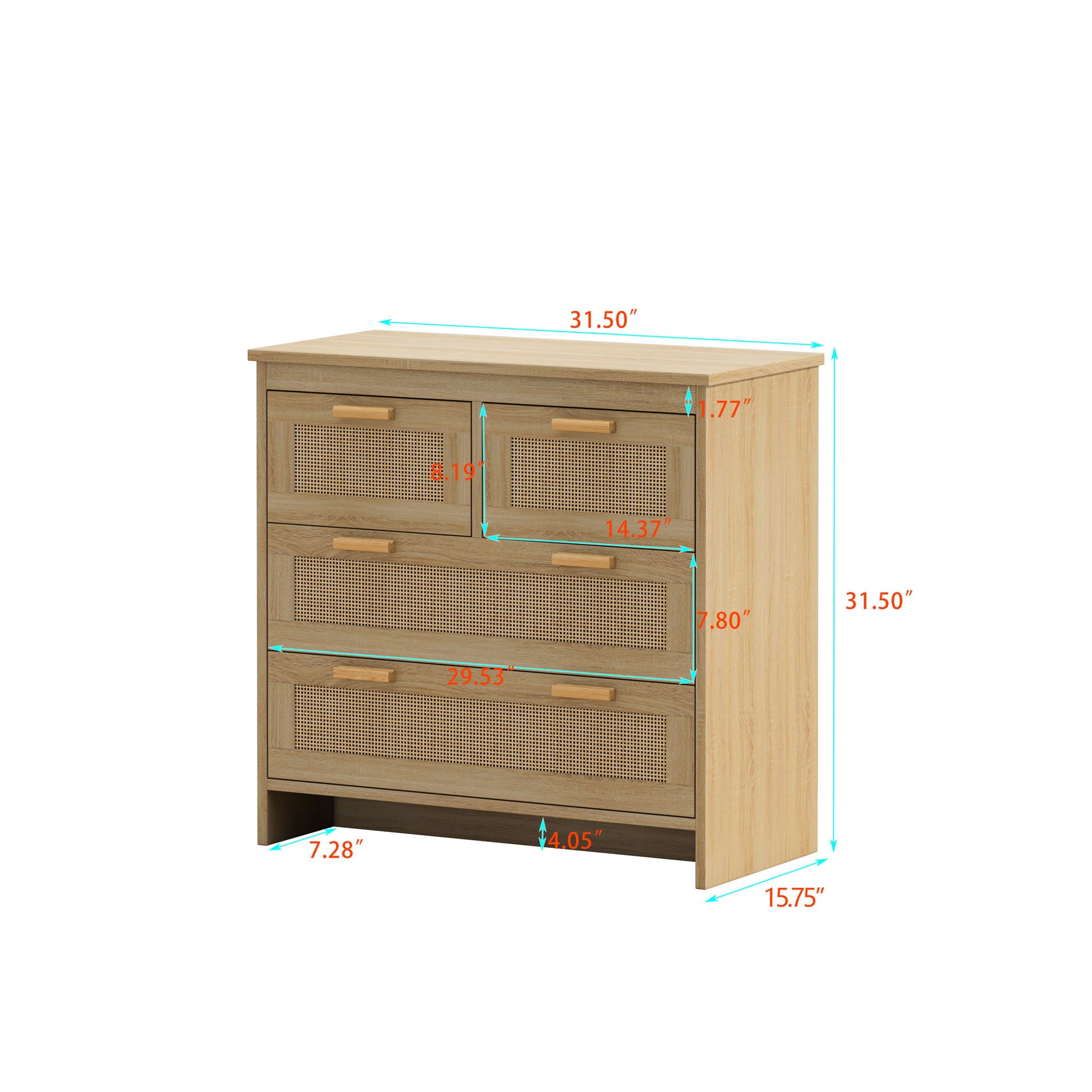 Cabinet With 4 Drawers For Bedroom - Natural Home Essentials