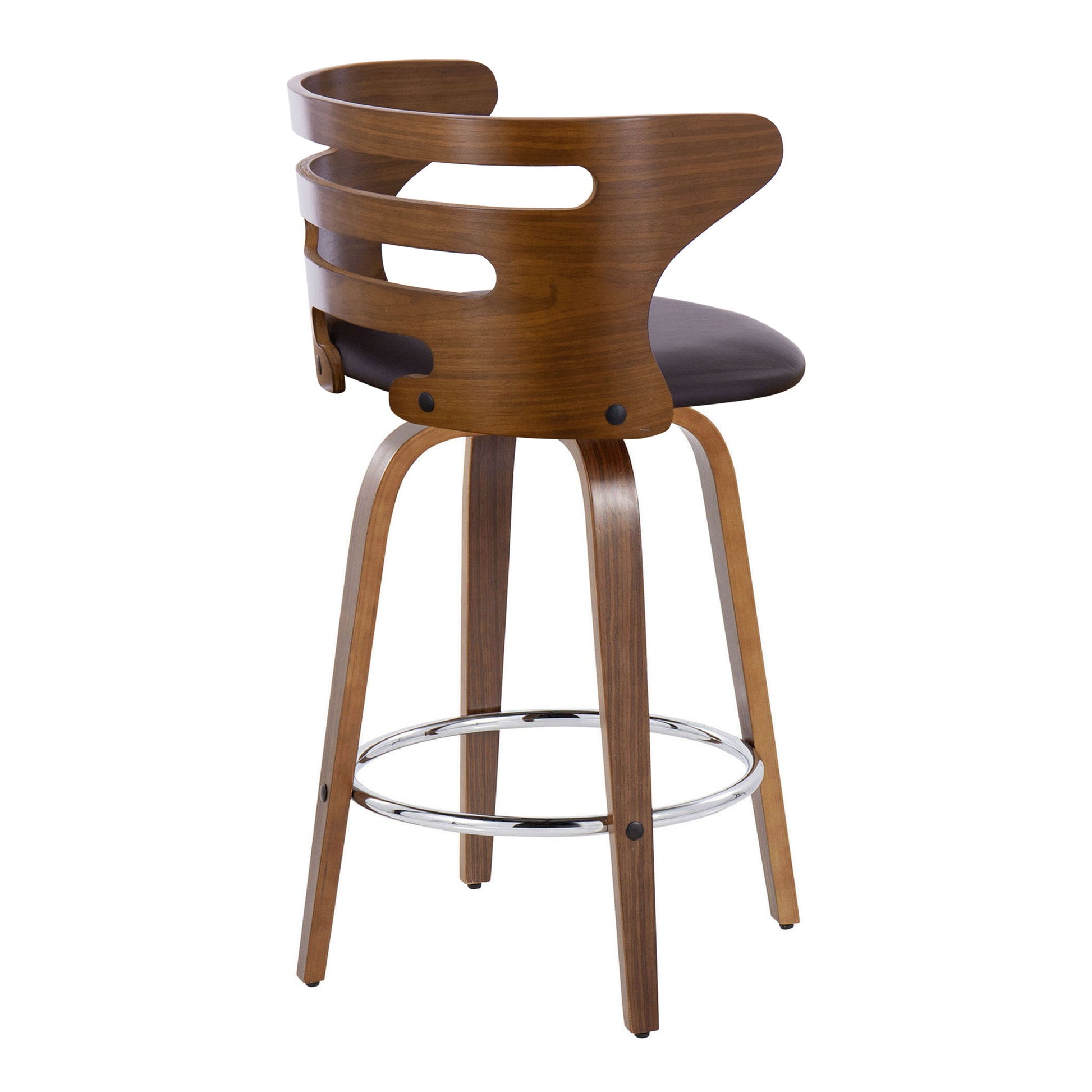 Cosini - Mid Century Modern Fixed Height Barstool With Swivel With Round Footrest (Set of 2) Lumi Source