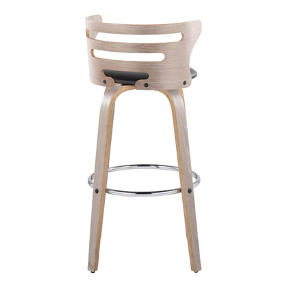 Cosini - Mid Century Modern Fixed Height, Barstool With Swivel With Round Footrest (Set of 2) Lumi Source