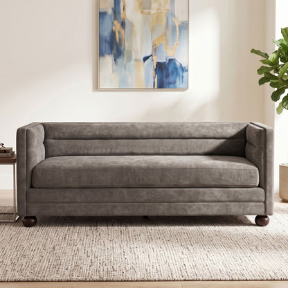 3 Seater Sofa Upholstery With Square Arms, Living Room Couch Noble House