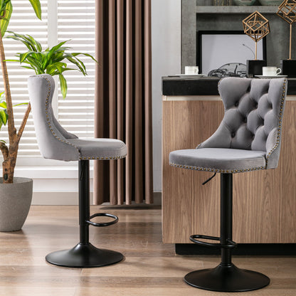 Swivel Velvet Barstools Adjusatble Seat Height, Modern Upholstered Bar Stools With Backs Comfortable Tufted For Home Pub And Kitchen Island (Set of 2) Home Essentials