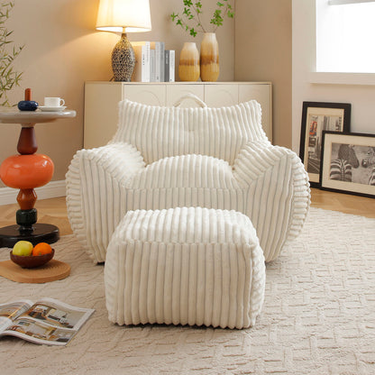 Giant Plush Bean Bag Chair With Armrests And Footstool Home Essentials