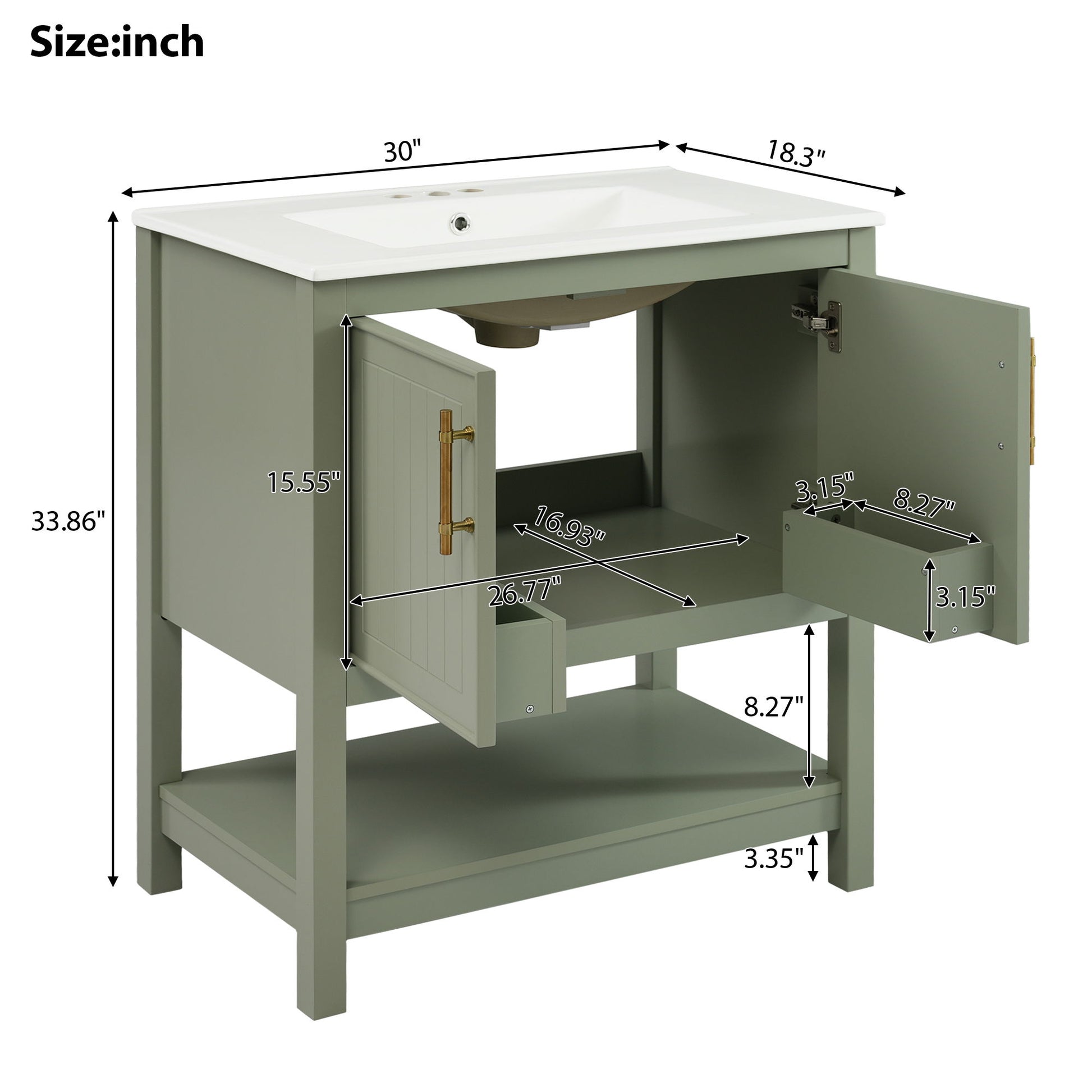 Elegant Bathroom Vanity With Ceramic Sink And Versatile Storage Hearth and Haven