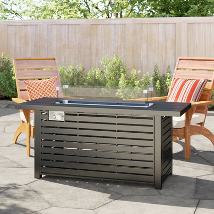 Propane Outdoor Fire Pit Table With Lid Versatile Fuel Options LSI Patio Furniture
