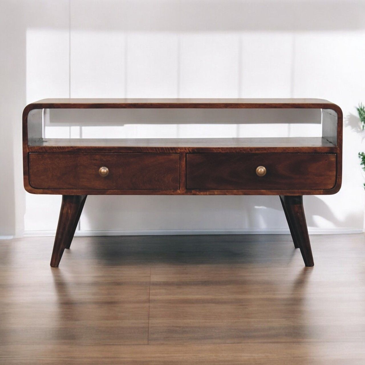 Solid Wood Curved Media Unit Artisan Furniture