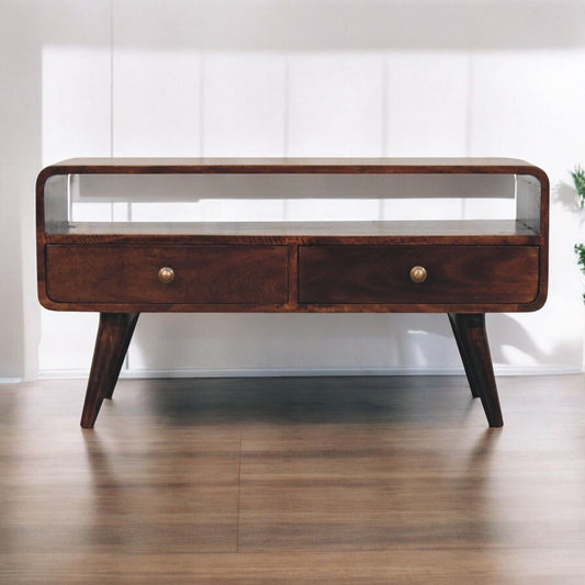 Solid Wood Curved Media Unit Artisan Furniture