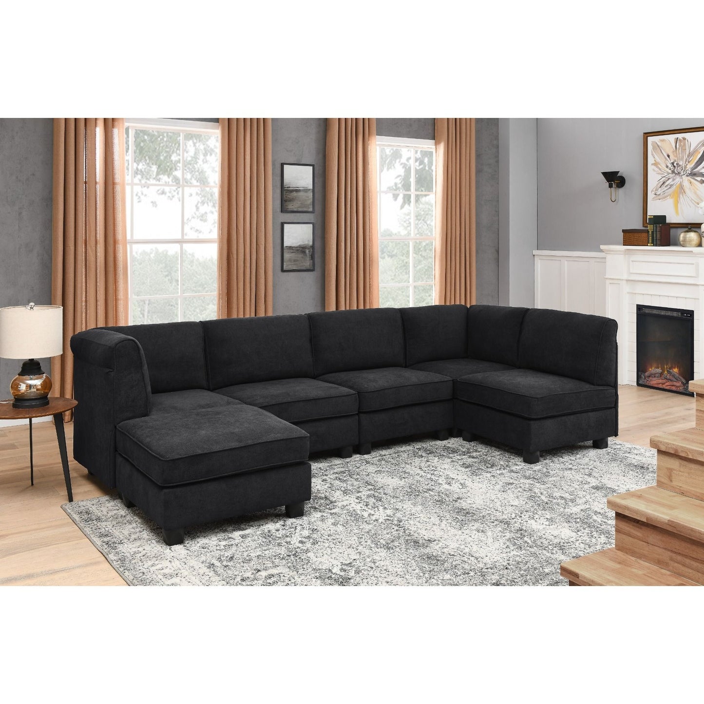 Upholstered Modular Sectional - Black Home Essentials