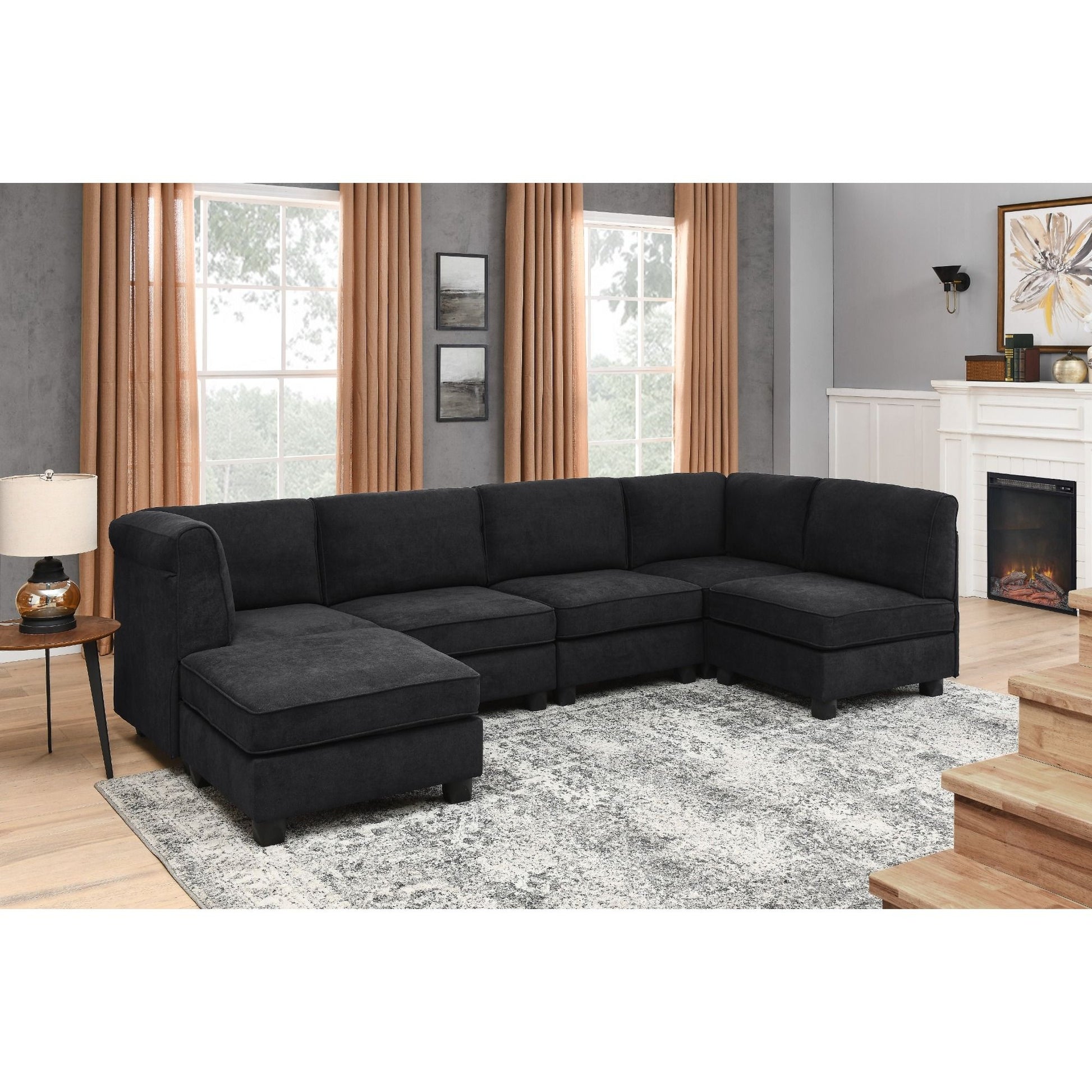 Upholstered Modular Sectional - Black Home Essentials