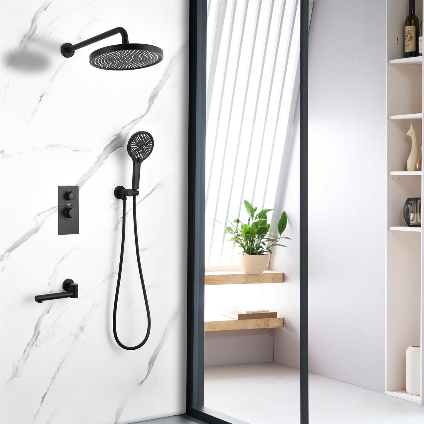 10" Shower System Set With Control Valve And Overhead Shower Daily Nest