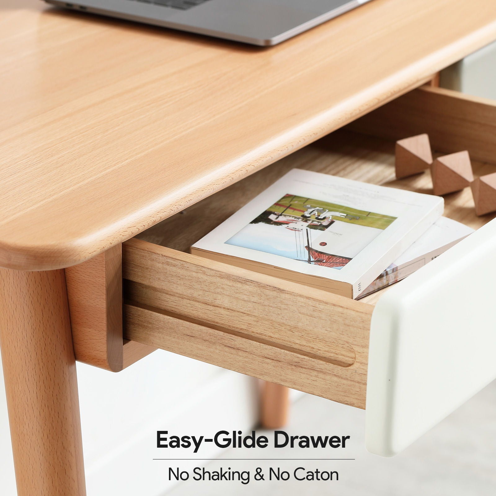 Computer Desk Large Size Office Desk With 2 Drawers, Modern Simple Style PC Table With Gap Design For Home Office - White / Gray Home Essentials