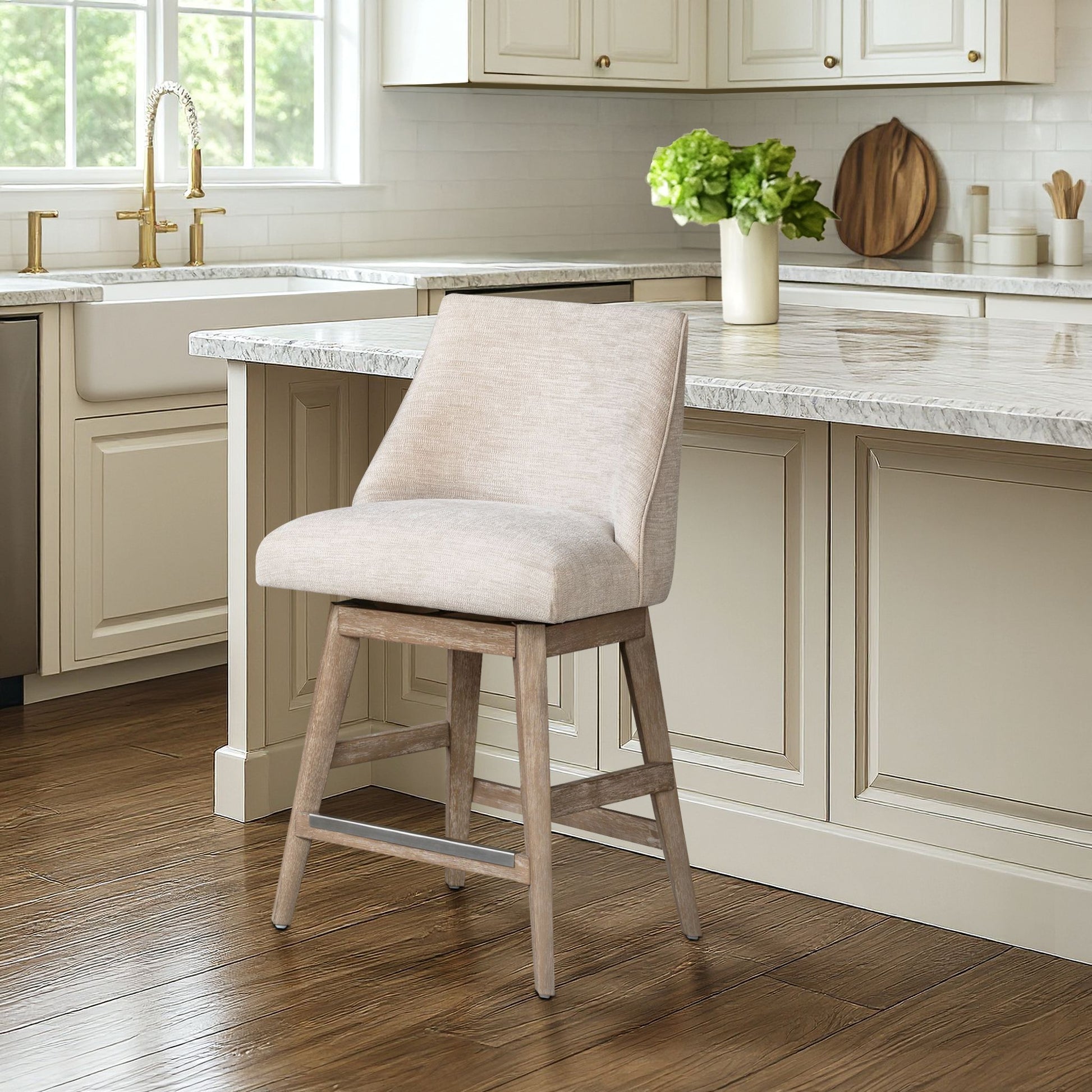 Winfield - Swivel Counter Stool - Gray Martha Stewart