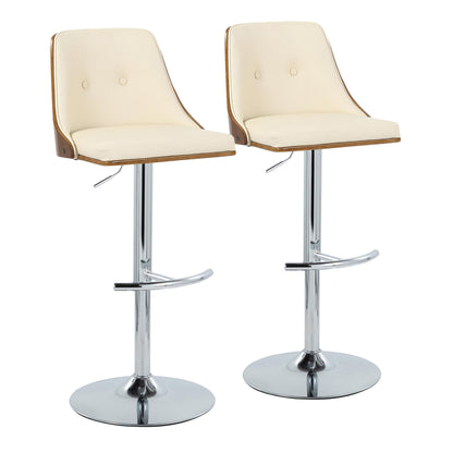 Gianna - Mid Century Modern Adjustable Barstool With Swivel With Rounded T Footrest (Set of 2) Lumi Source